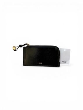 Mango Black Patent Trim Zip Wallet with Gold Accent ✨